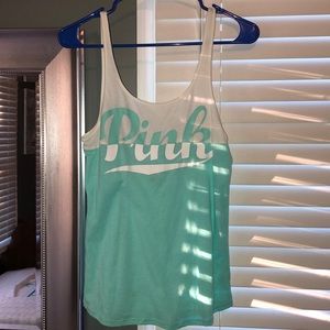 PINK turquoise and white tank